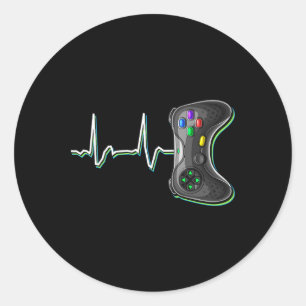 Video Gamer Heartslag Video Game Controller Gement Runt Klistermärke
