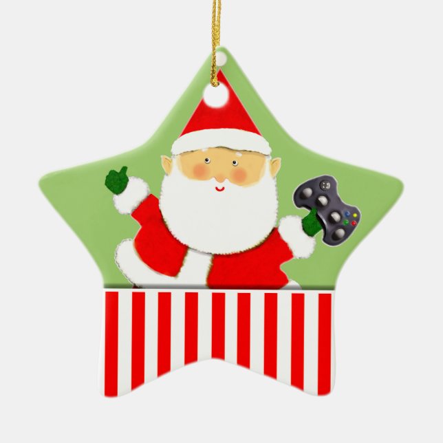 Video Gamer Helgdag Gift Ceramic Ornament (Framsidan)