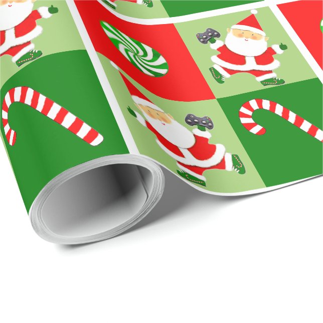 Video Gamer Holiday Gift Presentpapper (Rullad Hörn)