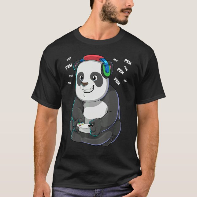 Video Gamer Panda Gaming Panda Bear Pew Gamer Kids T Shirt (Framsida)