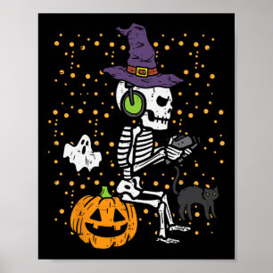 Video Gamer Skeleton Halloween Costume Manar Boys  Poster