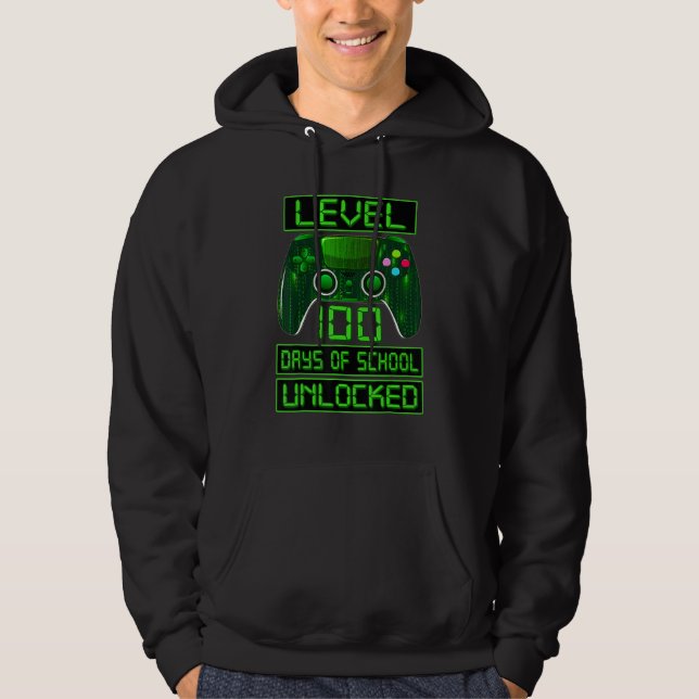 Video Gamer Student 100th Day Teacher 100 Days of  Hoodie (Framsida)