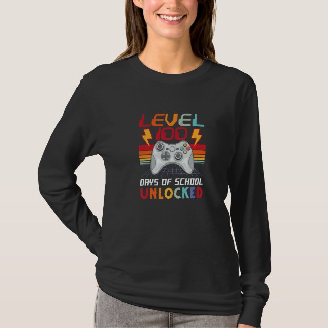 Video Gamer Student 100th Day Teacher 100 Days of  T Shirt (Framsida)