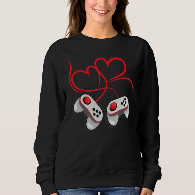 Video Gamer Valentine's Day Hearts Gaming T Shirt (Framsida)