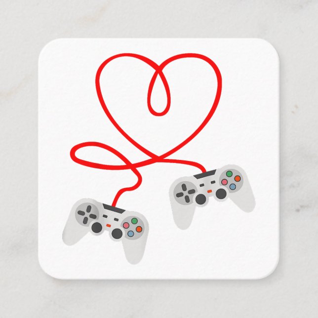 Video Gamer Valentines day T-Shirt med styrenhet Fyrkantigt Visitkort (Framsida)