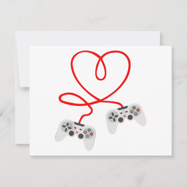 Video Gamer Valentines day T-Shirt med styrenhet Julkort (Framsida)