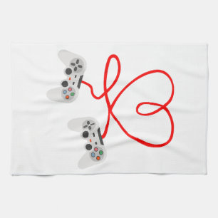 Video Gamer Valentines day T-Shirt med styrenhet Kökshandduk