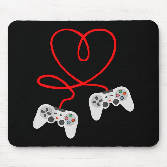 Video Gamer Valentines day T-Shirt med styrenhet Musmatta (Framsidan)