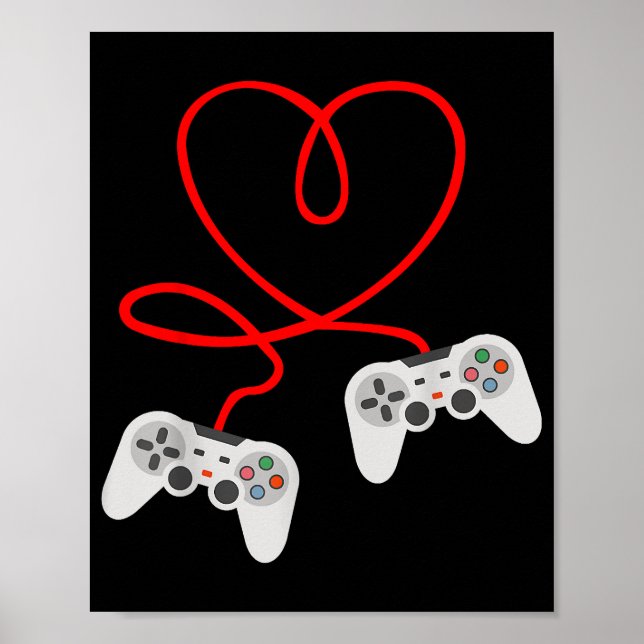 Video Gamer Valentines day T-Shirt med styrenhet Poster (Framsidan)