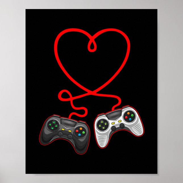 Video Gamer Valentines Day With Controllers Heart  Poster (Framsidan)