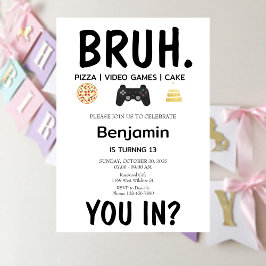 VIDEO GAMES Bruh Birthday-inbjudan Inbjudningar