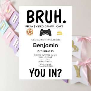 VIDEO GAMES Bruh Birthday-inbjudan Inbjudningar