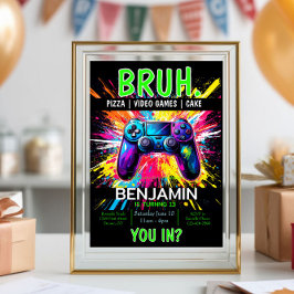 VIDEO GAMES Bruh Birthday-inbjudan Inbjudningar