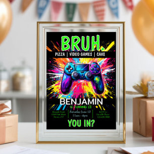 VIDEO GAMES Bruh Birthday-inbjudan Inbjudningar