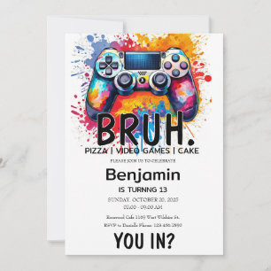 VIDEO GAMES Bruh Birthday-inbjudan Inbjudningar