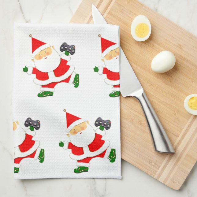 Video Gaming Christmas Holiday Kökshandduk (Vikt i Fjärdedel)