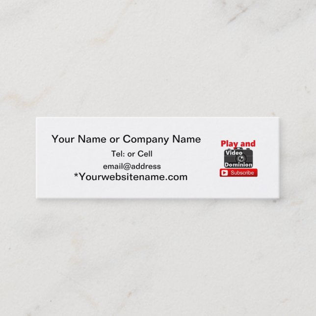 Video herravälde YouTube prenumererar och leker Mini Visitkort (Framsida)