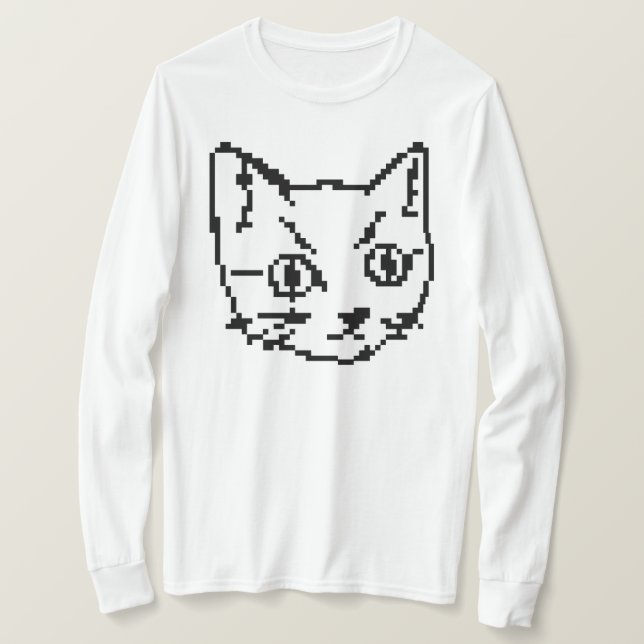 VIDEO KITTY CAT PIXEL KONST LÅNGÄRMAD T-SHIRT (Design framsida)