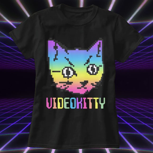VIDEO KITTY KATT PIXEL KONST T-SHIRT (Skapare uppladdad)