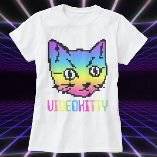 VIDEO KITTY KATT PIXEL KONST T-SHIRT