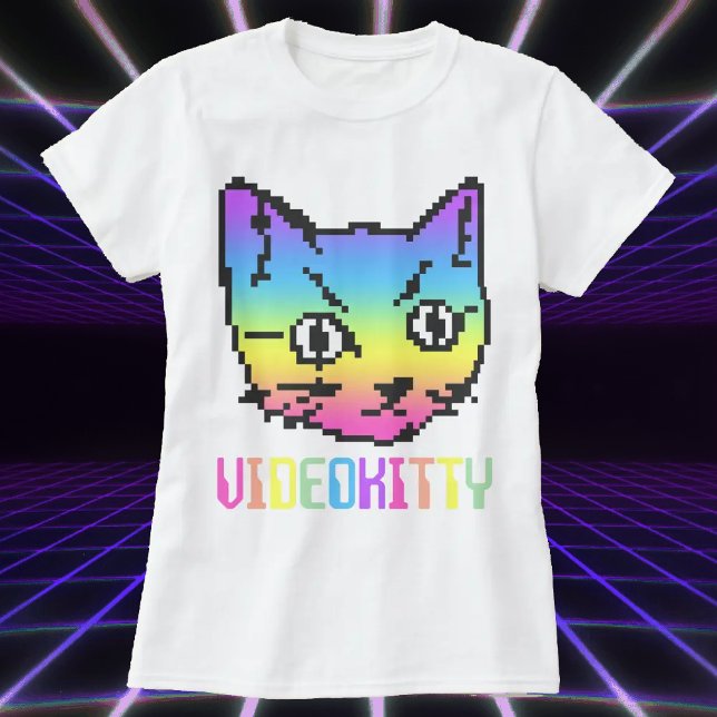 VIDEO KITTY KATT PIXEL KONST T-SHIRT (Skapare uppladdad)