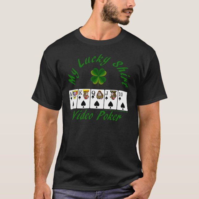 video poker som spelar den lyckliga T-tröja T-shirt (Framsida)