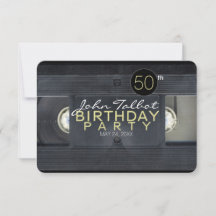 Videoband 2 VHS 50:e Födelsedagsfest inbjudan