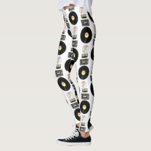 Videoband Vinyl LP mönster Leggings