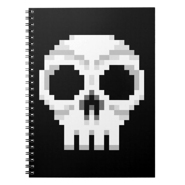 Videogame Death Skull - Pixel Art Anteckningsbok Med Spiral (Framsidan)