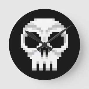 Videogame Death Skull - Pixel Art Rund Klocka