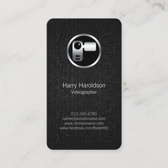 Videografisk videokamera BlackGrunge BusinessCard Visitkort (Framsida)