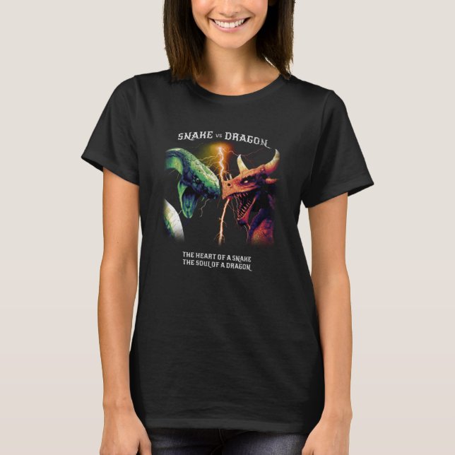 Videokamera för Snake Vs Dragon Coola Fantasy Read T Shirt (Framsida)