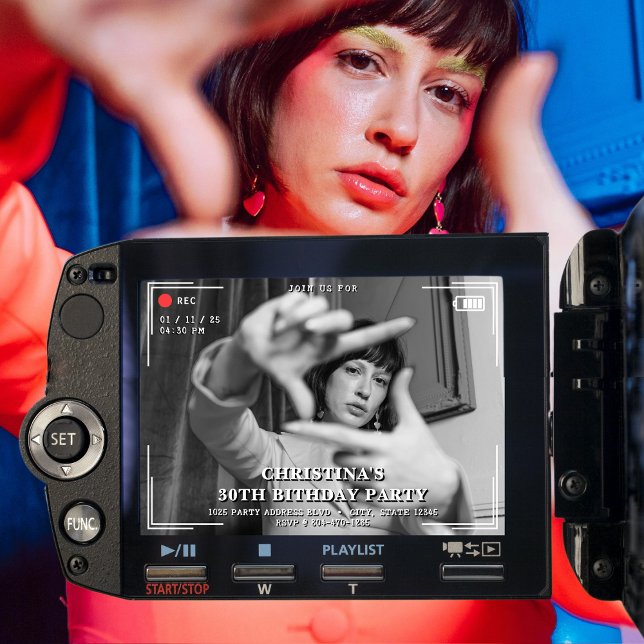 Videokamera Foto 30års födelsedag Party Inbjudningar (Skapare uppladdad)