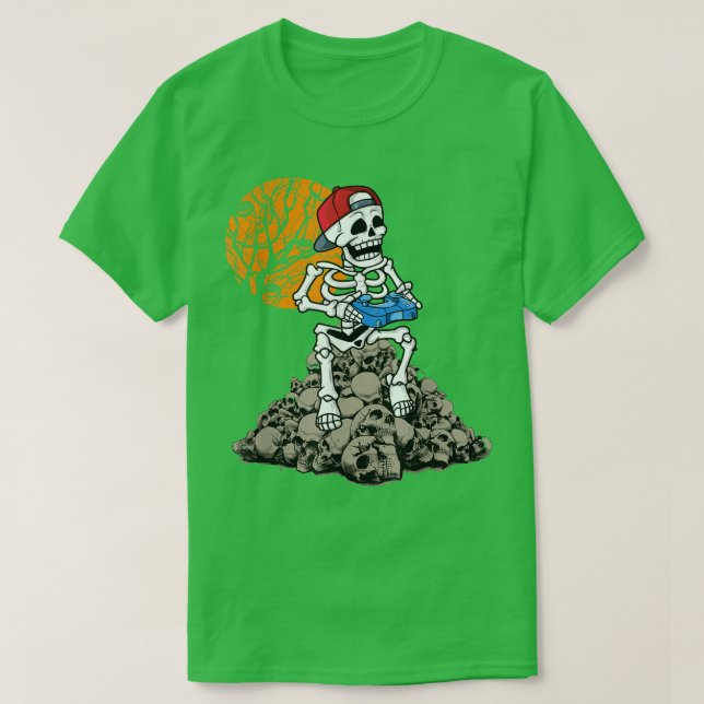 Videokameror för Halloween Skeleton Gamer Boys Kid T Shirt (Design framsida)