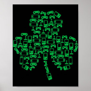 Videokamspelskontroll Shamrock Irish Gamer St Patr Poster