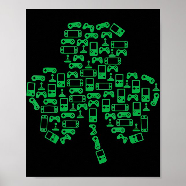 Videokamspelskontroll Shamrock Irish Gamer St Patr Poster (Framsidan)