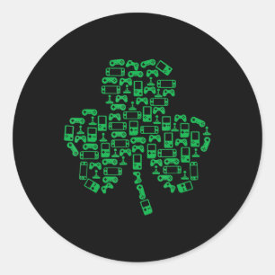 Videokamspelskontroll Shamrock Irish Gamer St Patr Runt Klistermärke