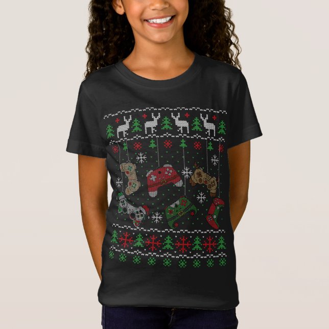 Videokamspelskontrollanten Santa Elf Ugly jul Boy T Shirt (Framsida)