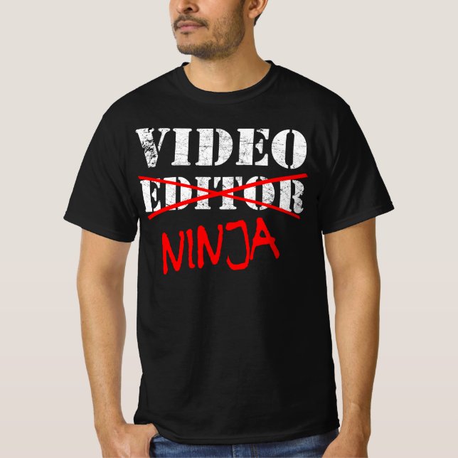 Videoredigeraren Ninja - Videograf och Post Editor T Shirt (Framsida)