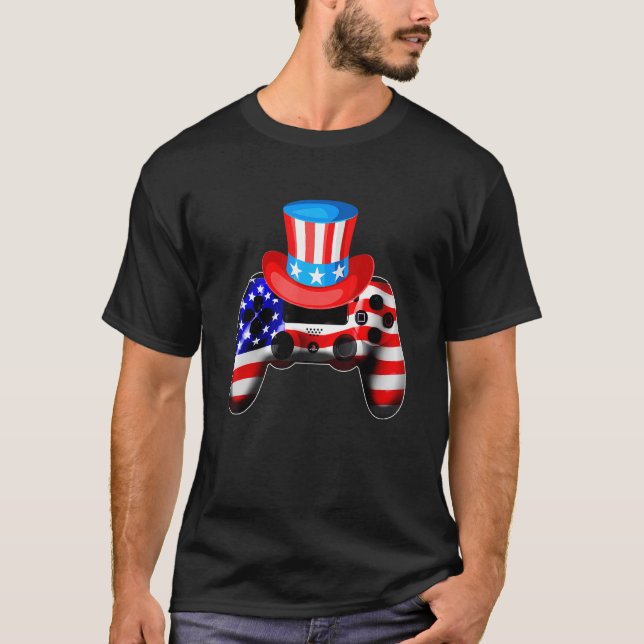 Videospel 4:e juli-styrenheten American Flagga Ki T Shirt (Framsida)