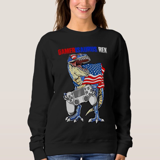 Videospel 4:e juli t Rex Dinosaur Amerisaurus Shirt (Framsida)
