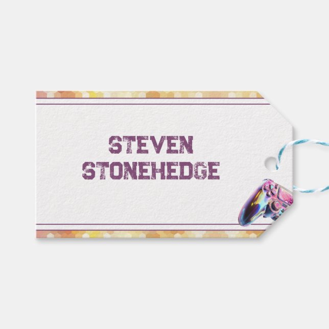 Videospel barns födelsedag presentetikett (Framsidan (Horisontell))