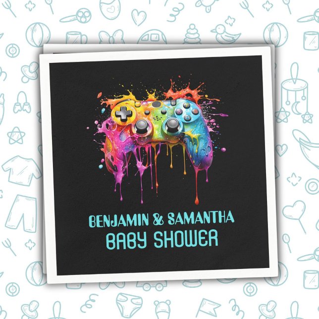 Videospel Blue Boy Baby Shower Pappersservett (Skapare uppladdad)