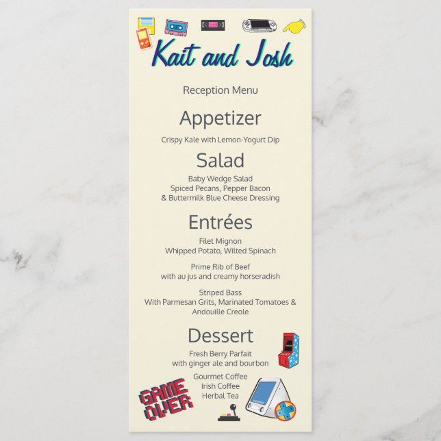 Videospel Bröllop Meny (Framsida)