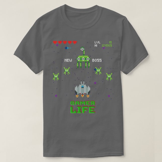 Videospel för Arcade-återställ utrymme3 T Shirt (Design framsida)