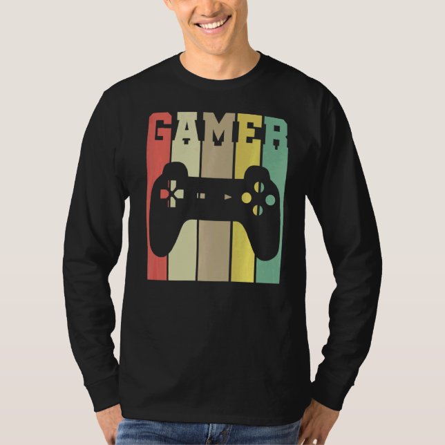 Videospel för Retro Graphics Console Player Contro T Shirt (Framsida)