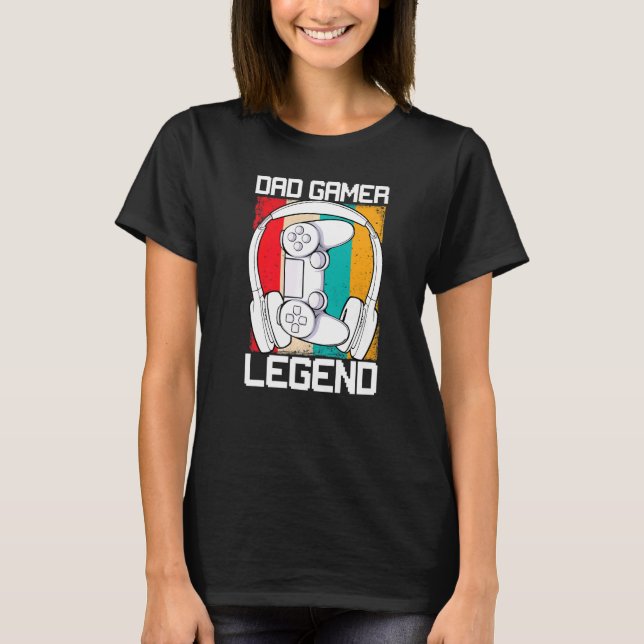 Videospel för spelaren manar Pappa Legend Fars dag T Shirt (Framsida)