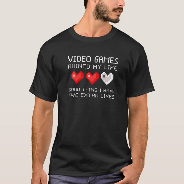 Videospel förstörde mitt liv - klassiskt videokons t shirt (Framsida)