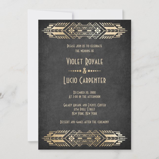 Videospel Geek Black Bröllop Inbjudningar (Framsida)