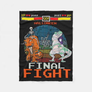 Videospel Halloween T-rex Skeleton Mummy - final Fleecefilt
